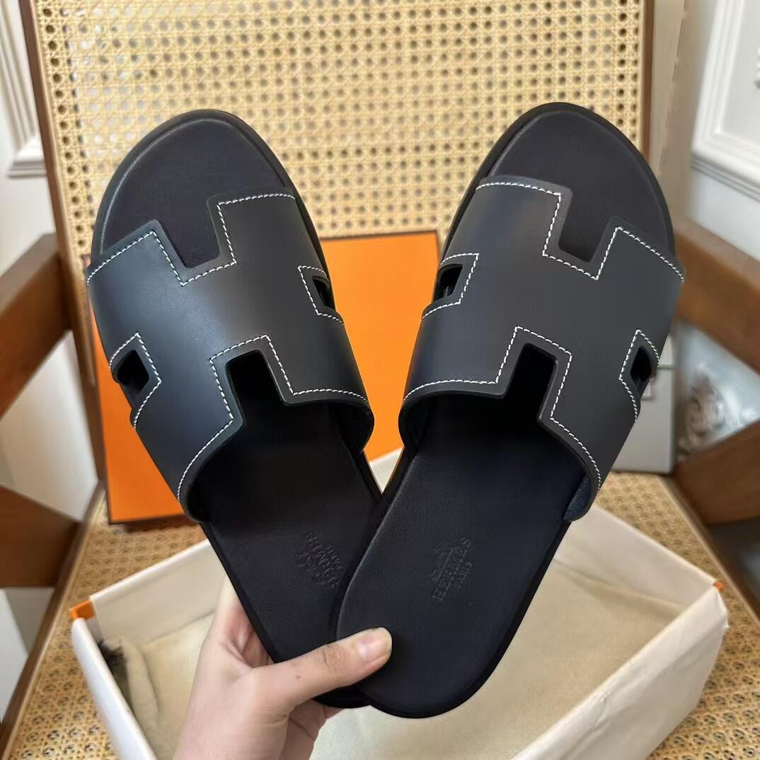 H-Cutout Flat Slide Sandals