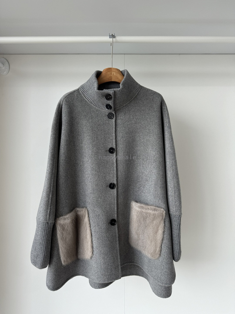 Faux Fur Pocket Knit Coat