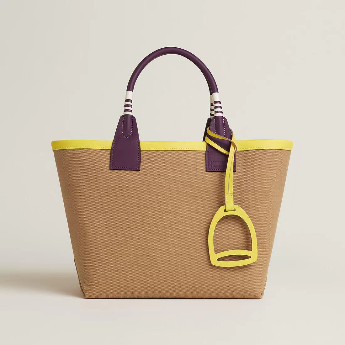 Tan Color-Block Tote Bag
