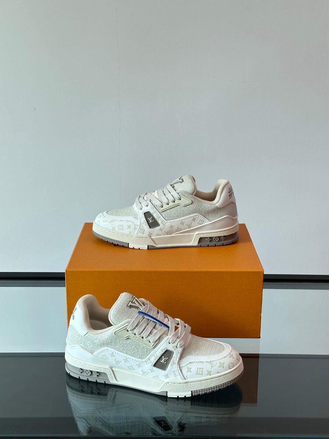 Cream Tonal Monogram Low-Top Sneakers