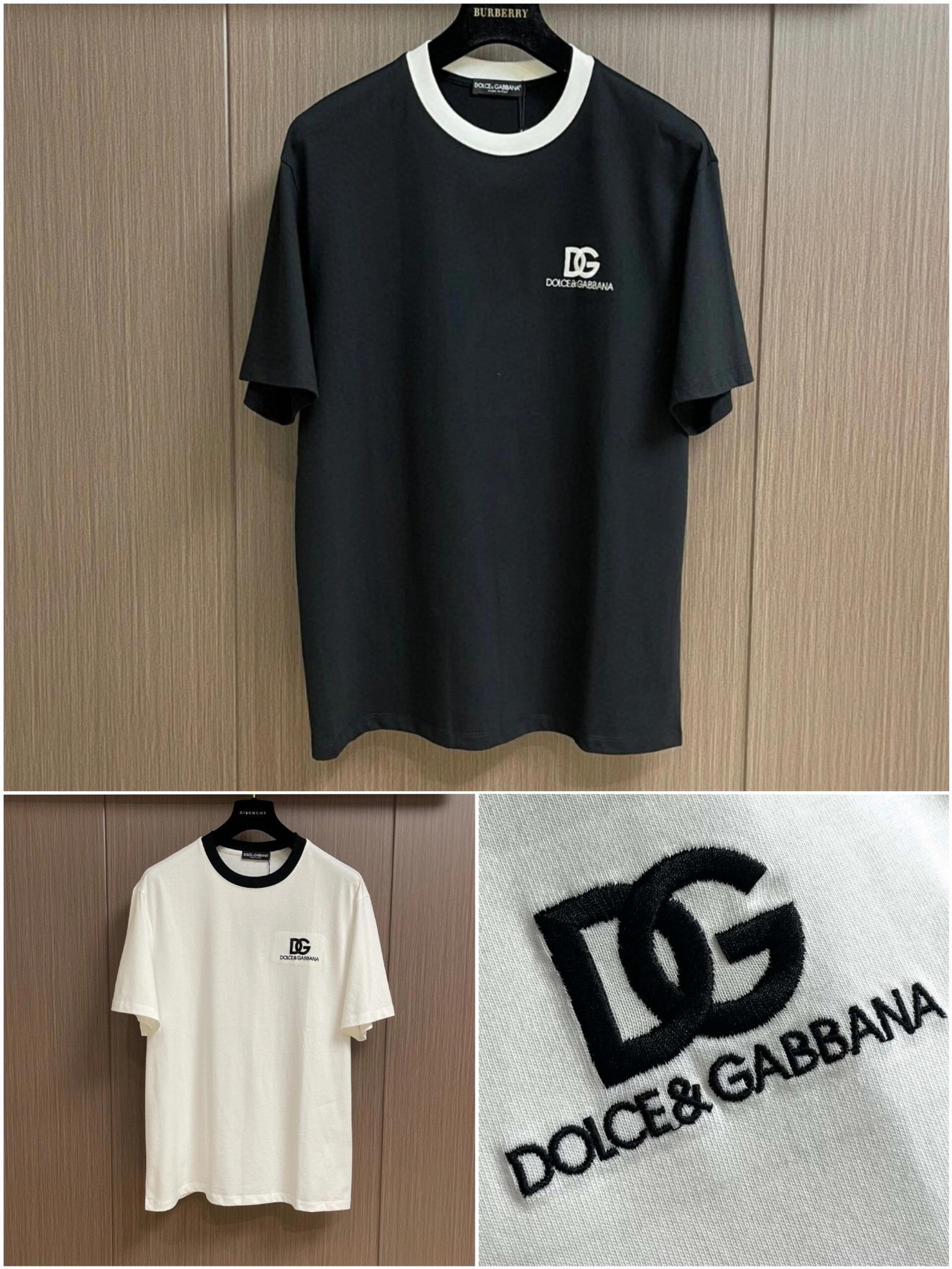 Dolce & Gabbana Contrast-Neck DG Logo T-Shirt