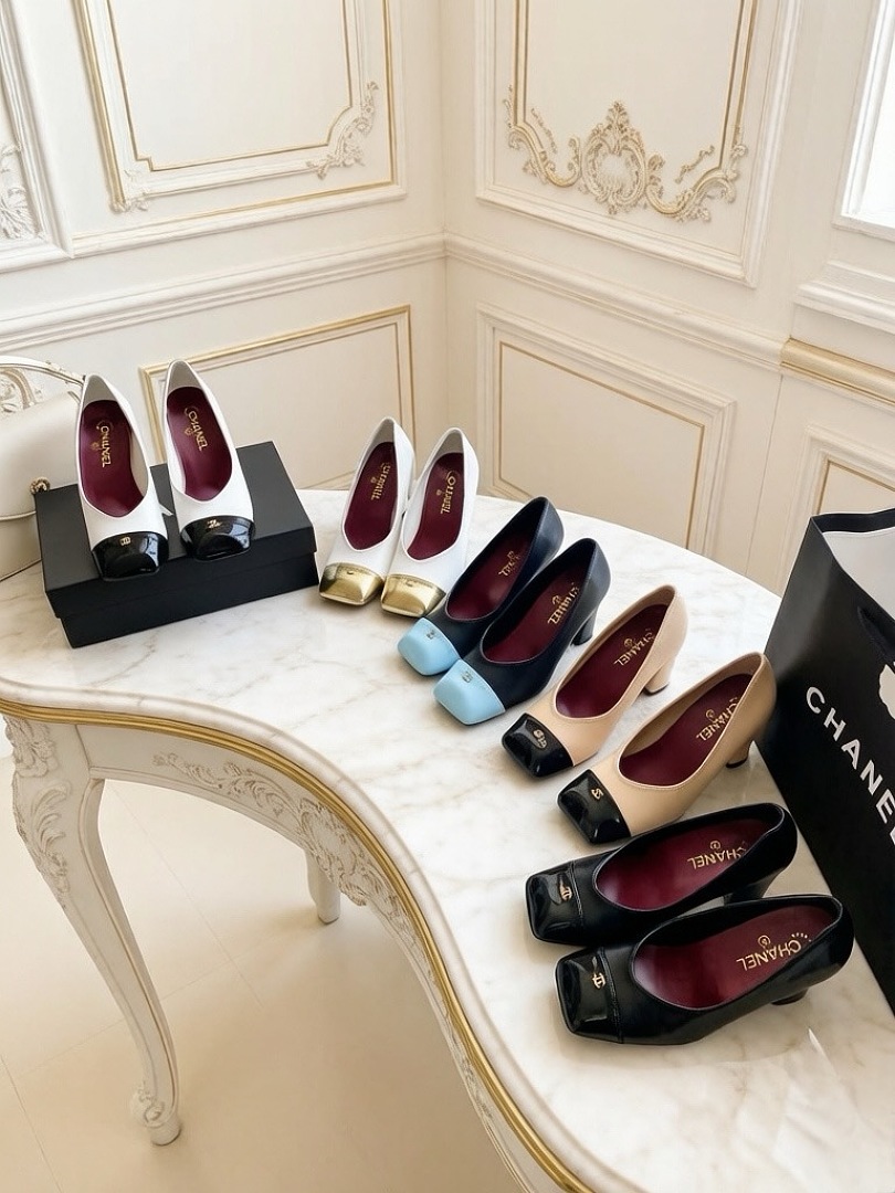 Chanel Square-Toe Cap-Toe Pumps