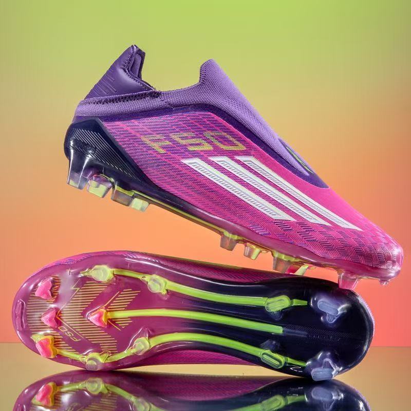 Purple Laceless Soccer Cleats