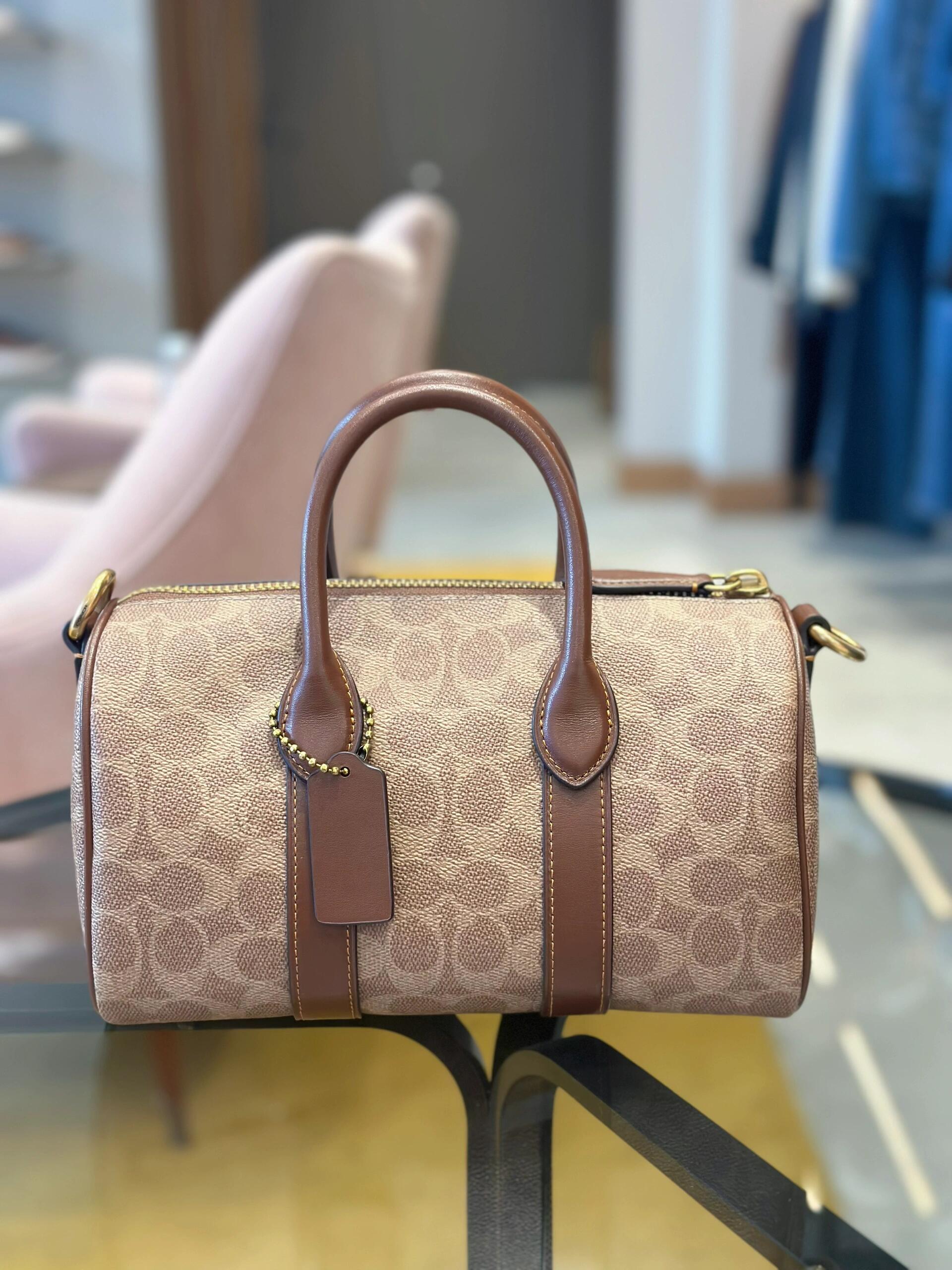 Signature Print Barrel Satchel