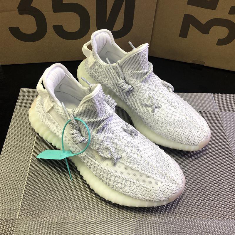 White and Gray Patterned Knit Sneakers