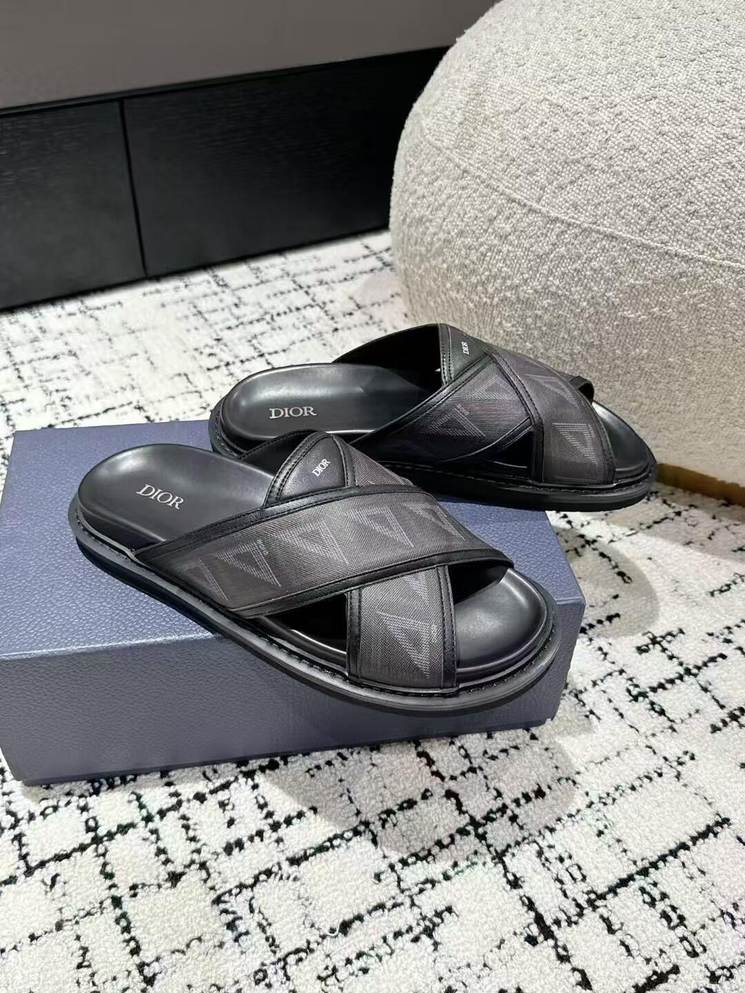 Dior Tonal Cross-Strap Slide Sandals