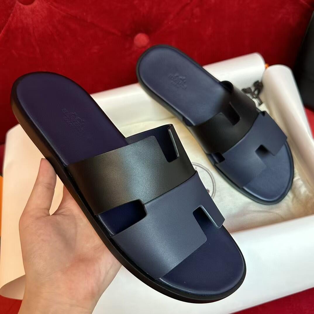 Two-Tone H-Cut Slide Sandals