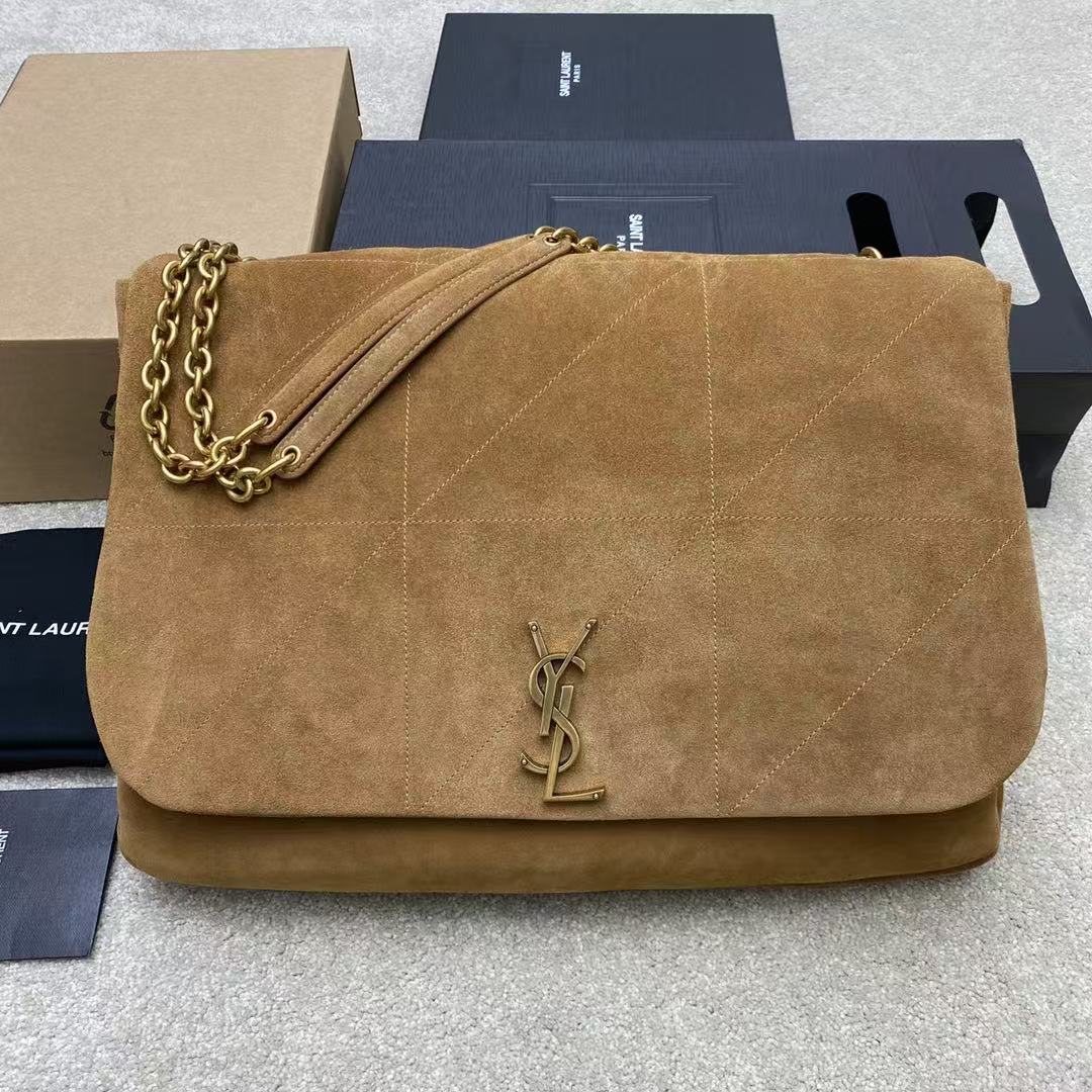 Saint Laurent Brown Suede Quilted Shoulder Bag