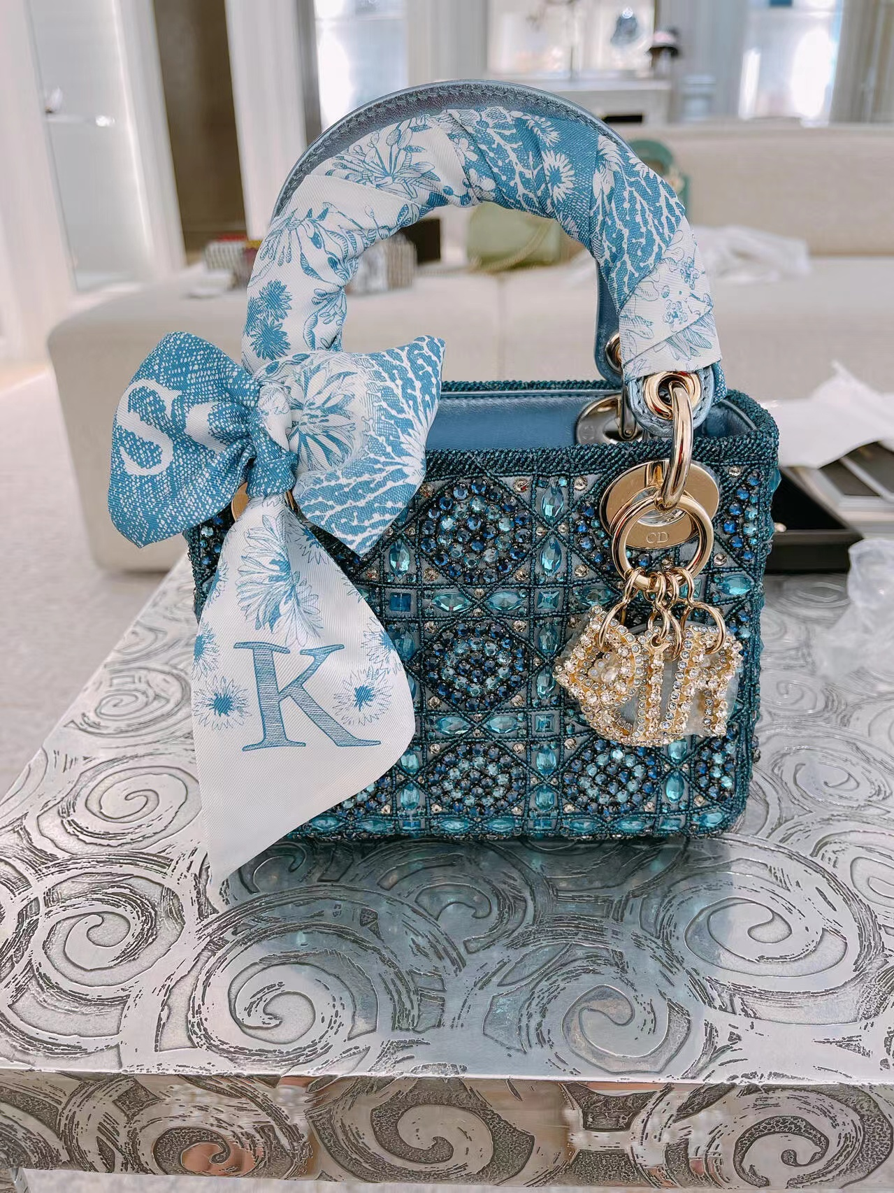Crystal-Embellished Mini Top-Handle Bag