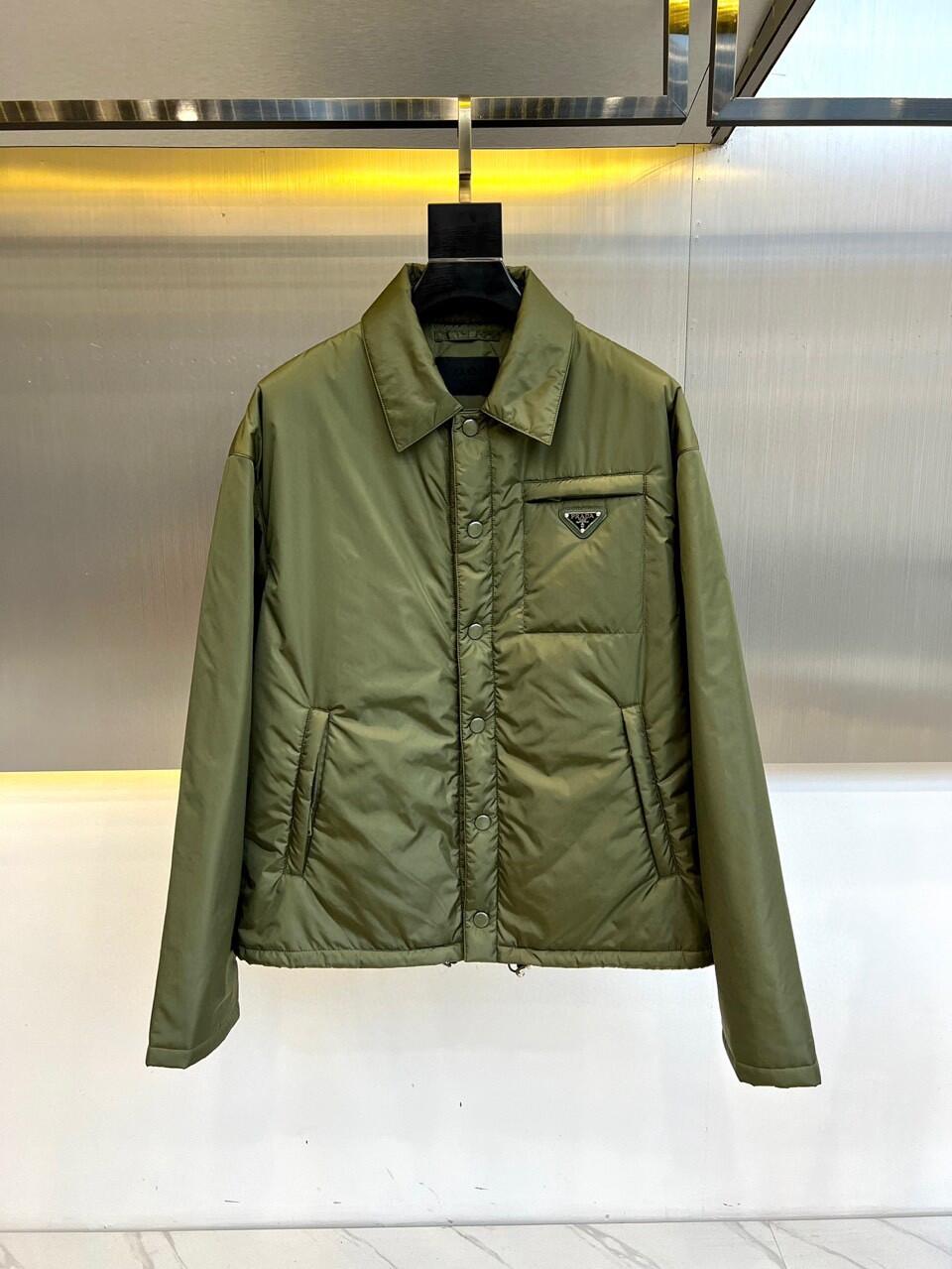 PRADA Olive Green Down Shirt Jacket