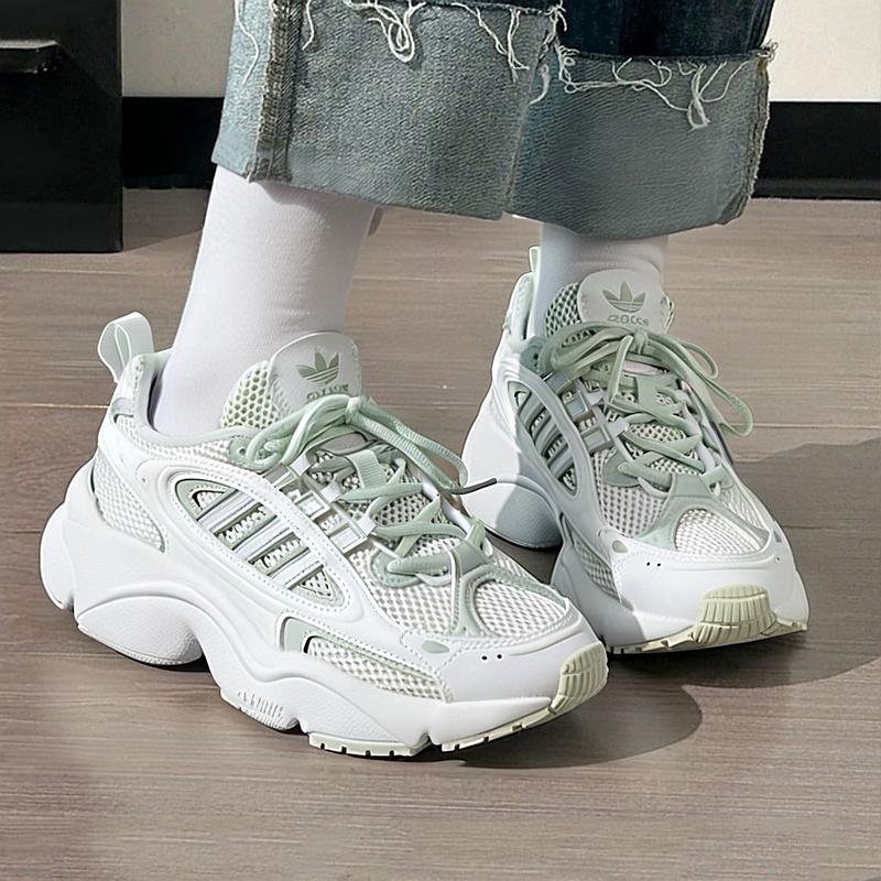 adidas Ozweego White and Mint Chunky Sneakers