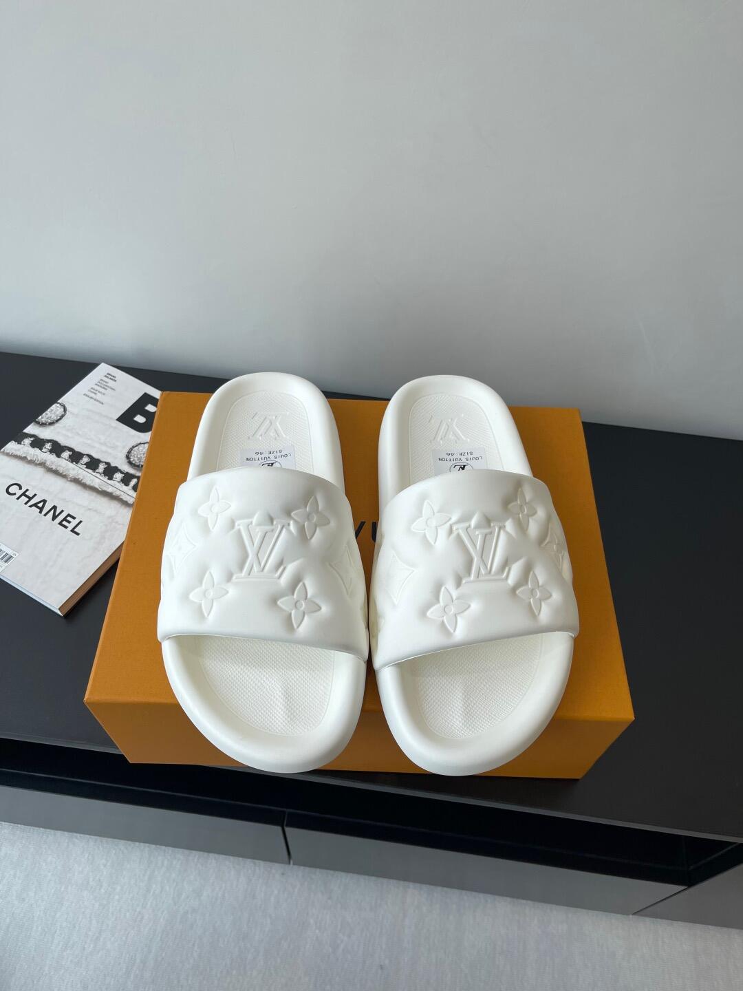 Louis Vuitton Monogram Embossed Slide Sandals