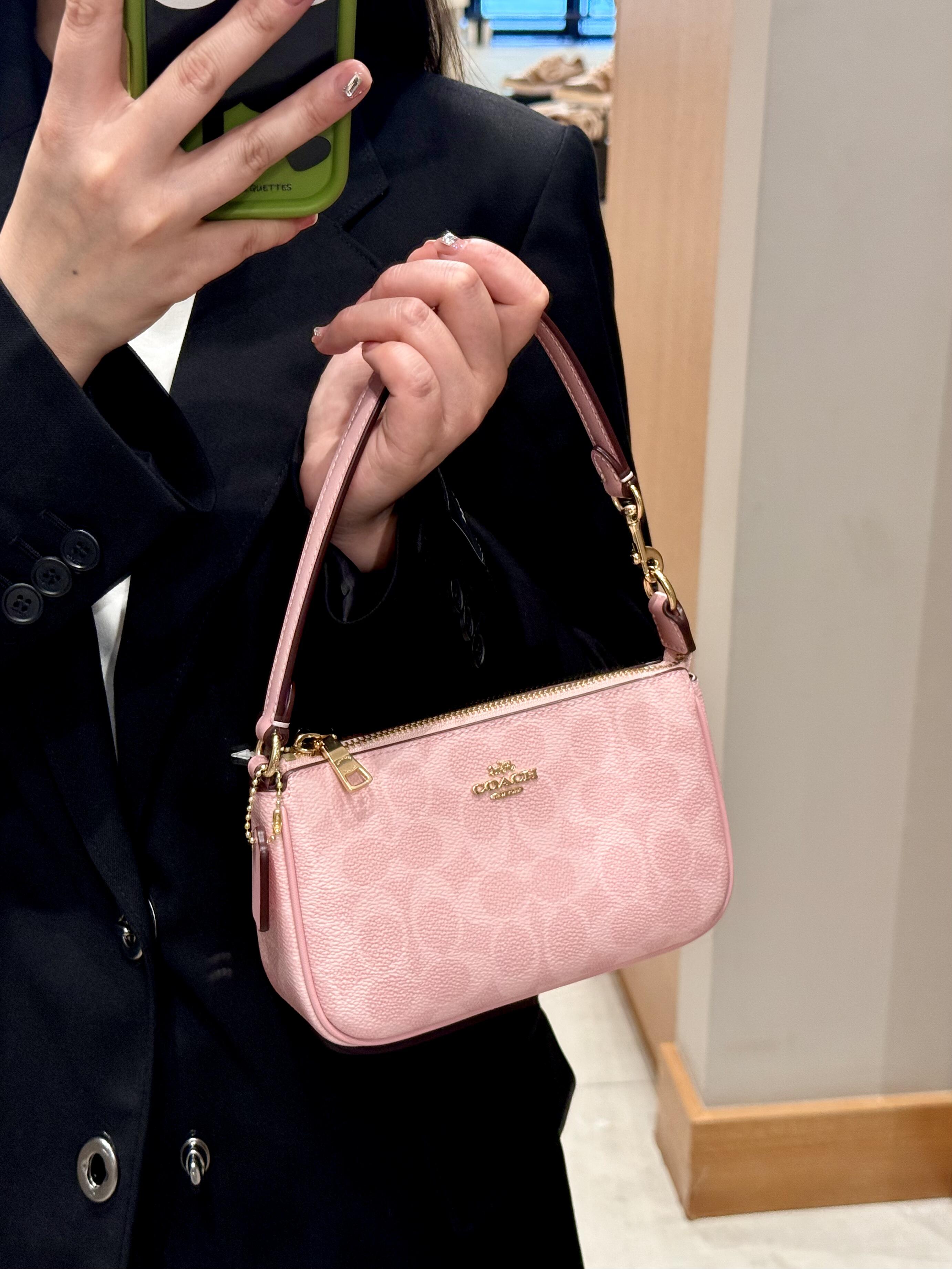 COACH Pink Signature Shoulder Pouch