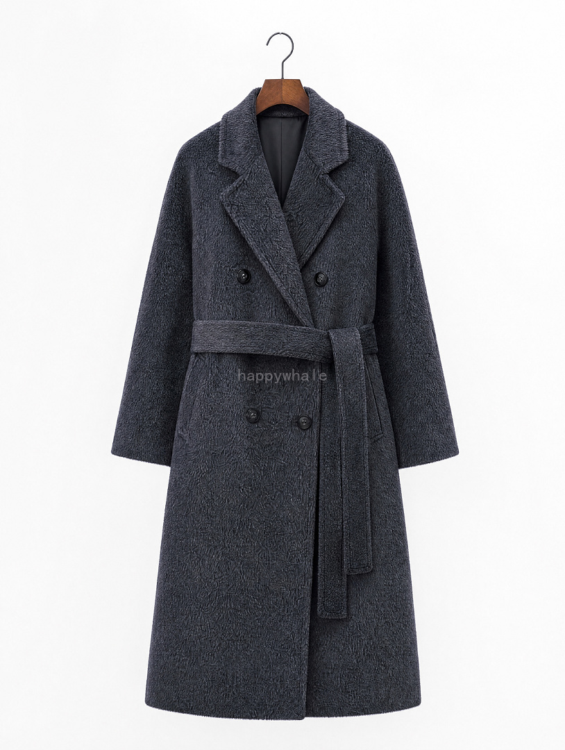 Double-Breasted Belted Long Coat