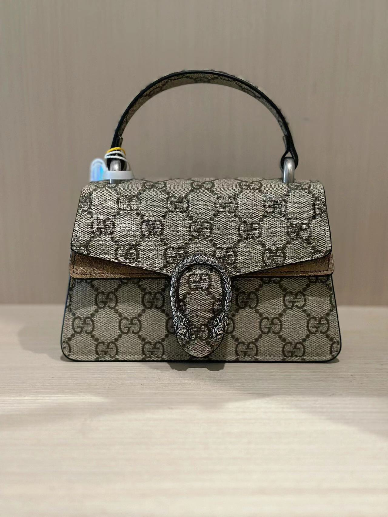 Beige Monogram Mini Top-Handle Bag