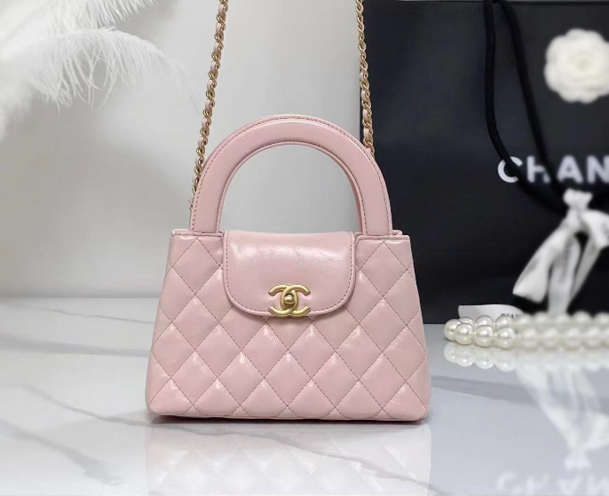 Pink Quilted Top-Handle Bag