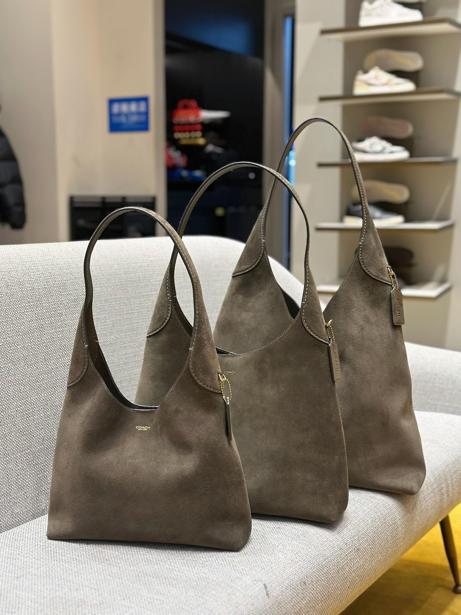 Coach Suede Hobo Bag - Taupe