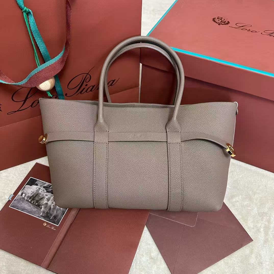 Loro Piana Taupe Top-Handle Tote Bag