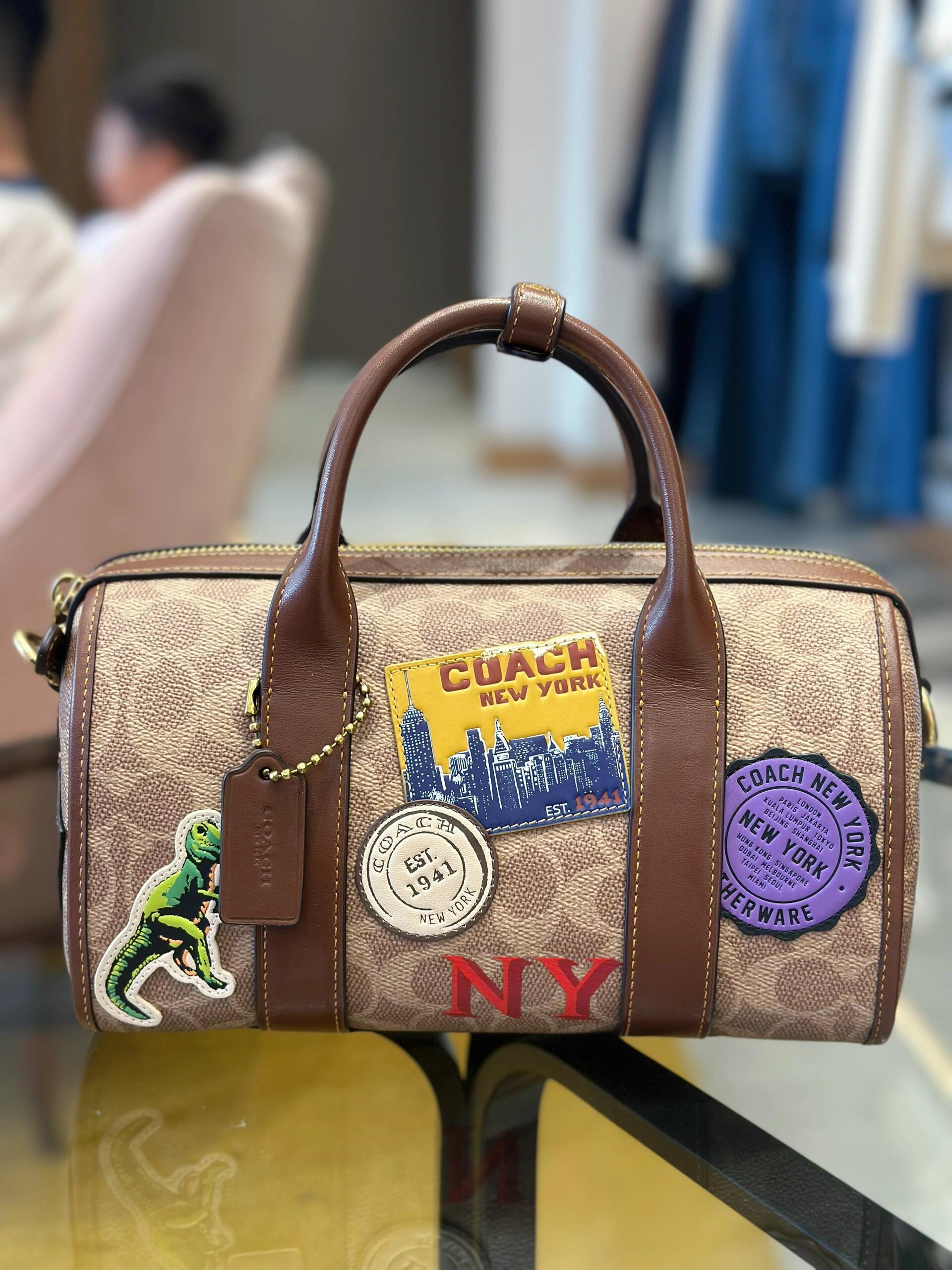 COACH Signature Patch Barrel Handbag