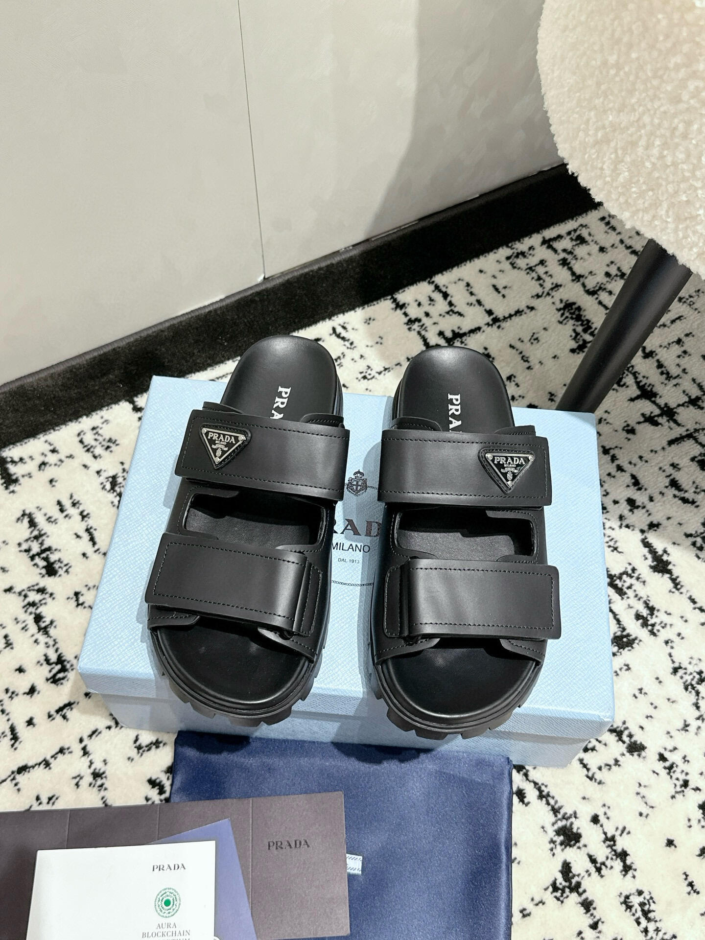 Prada Double-Strap Slide Sandals
