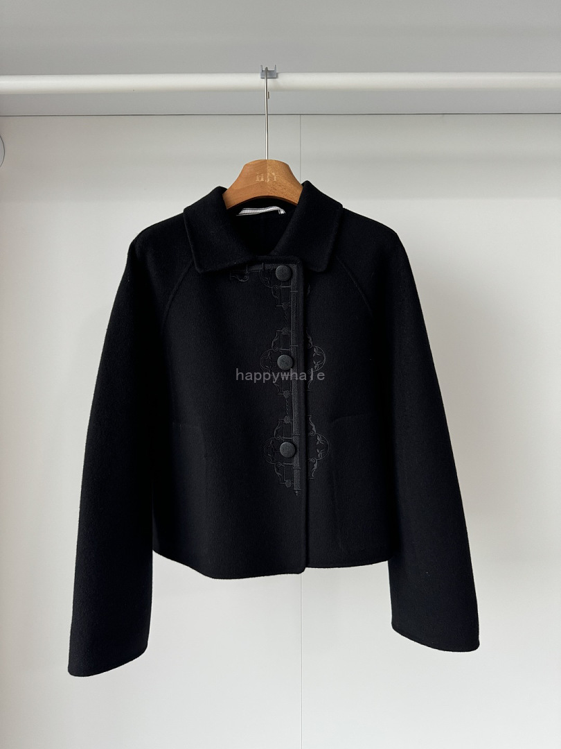 Black Embroidered Cropped Jacket
