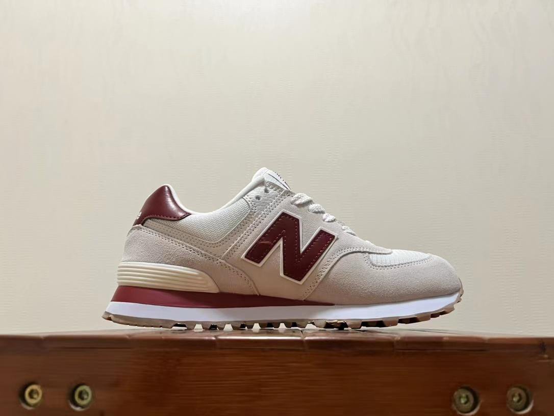 New Balance Beige and Burgundy Sneaker