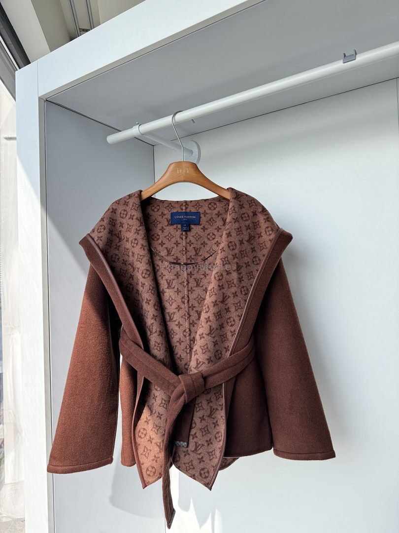 Louis Vuitton Monogram Hooded Wrap Coat