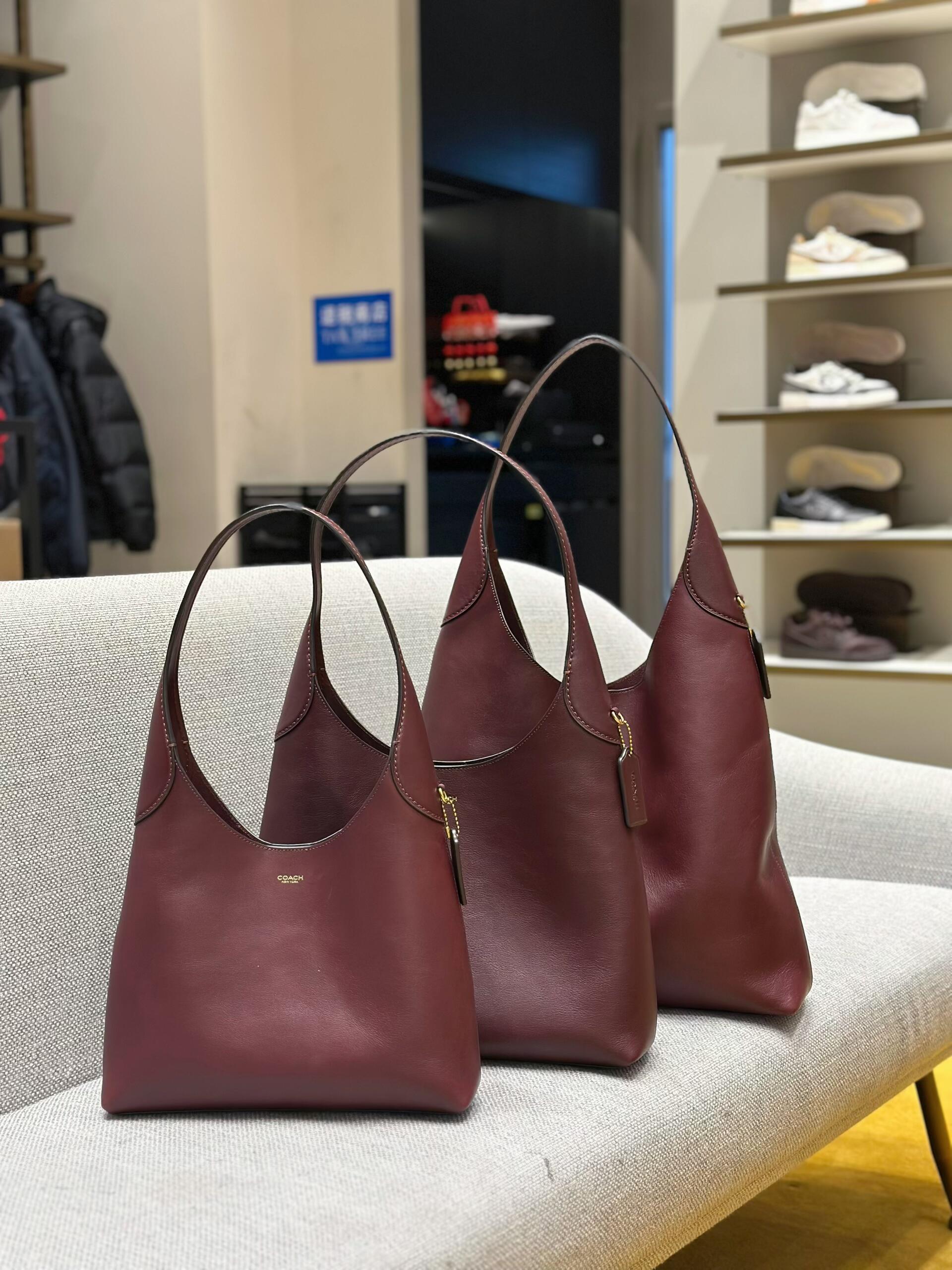 Coach Leather Hobo Bag - Burgundy