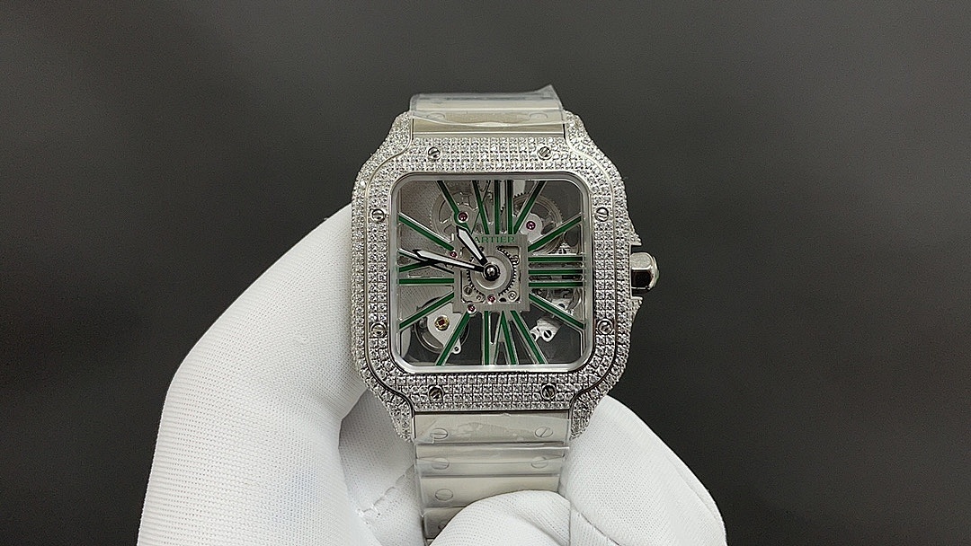 Diamond Skeleton Square Wristwatch