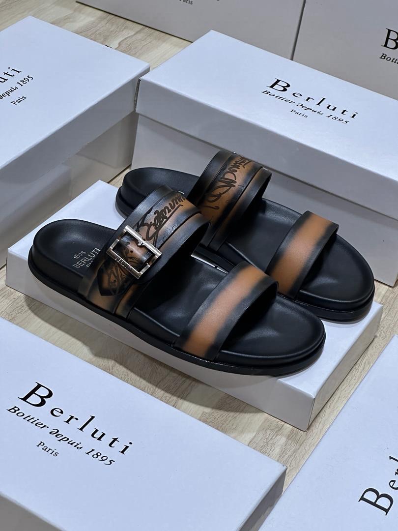 Berluti Double-Strap Buckle Slide Sandals