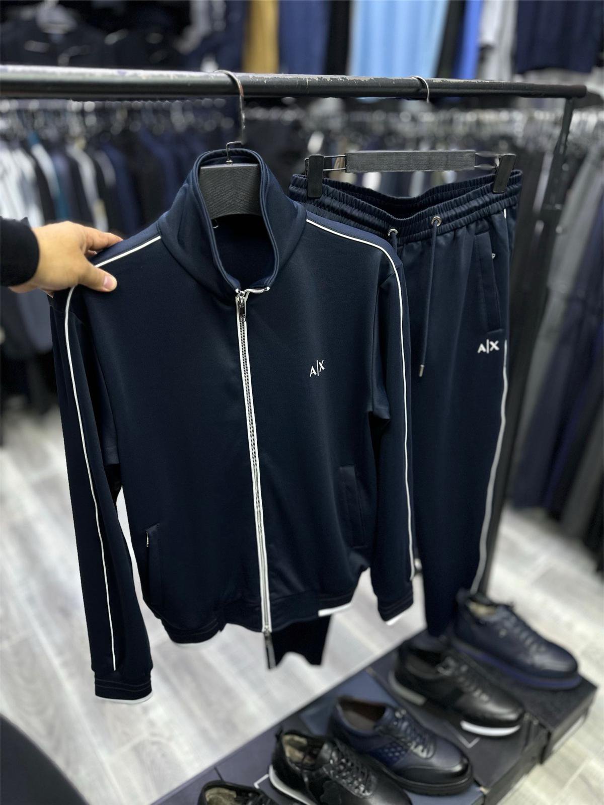 A|X Navy Piped Track Jacket and Jogger Set