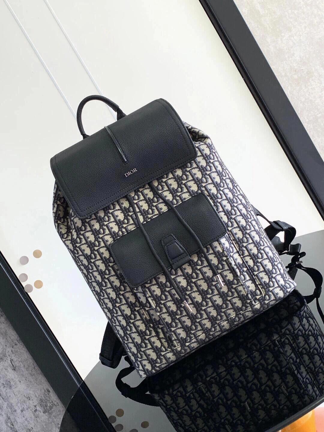 Dior Oblique Flap Drawstring Backpack