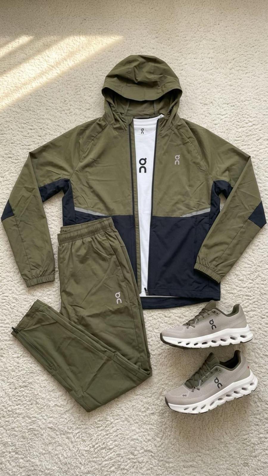 On Hooded Jacket, Track Pants and Running Shoes Set