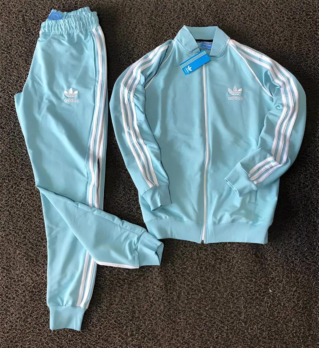adidas Light Blue Three-Stripe Tracksuit
