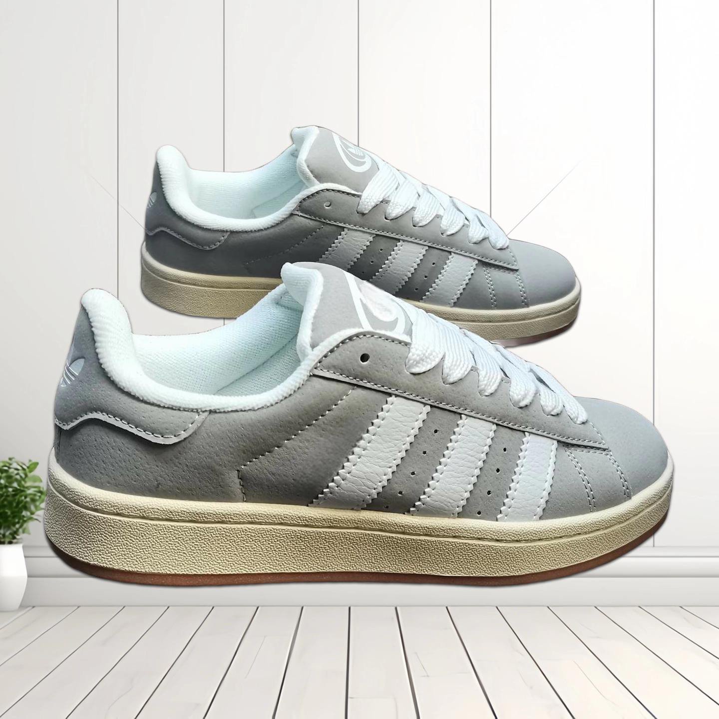Gray and White Platform Sneakers