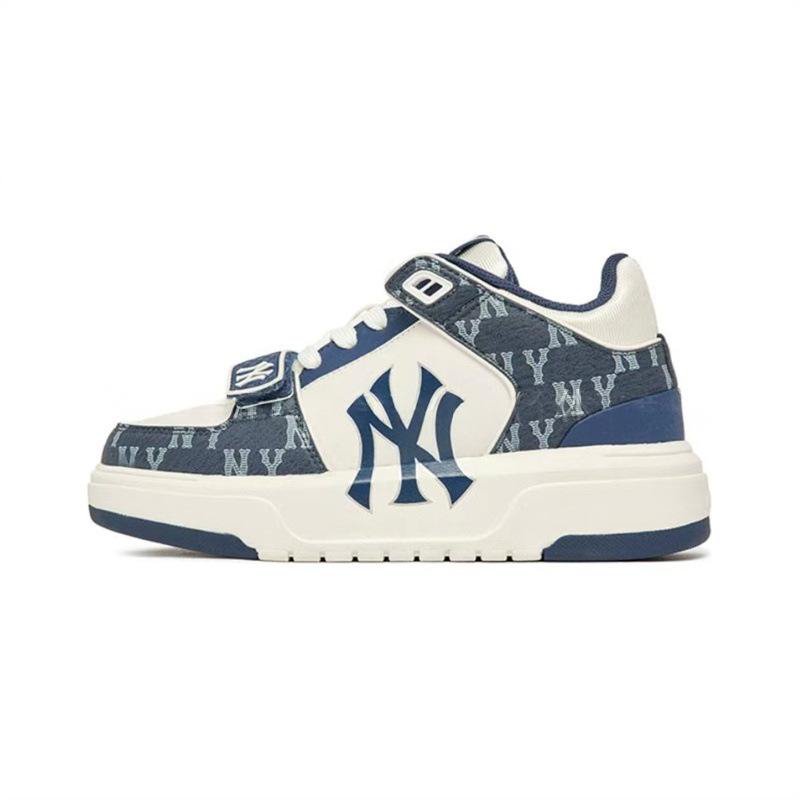 Navy NY Monogram Double-Strap Platform Sneaker