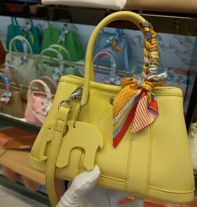Yellow Textured Top-Handle Handbag