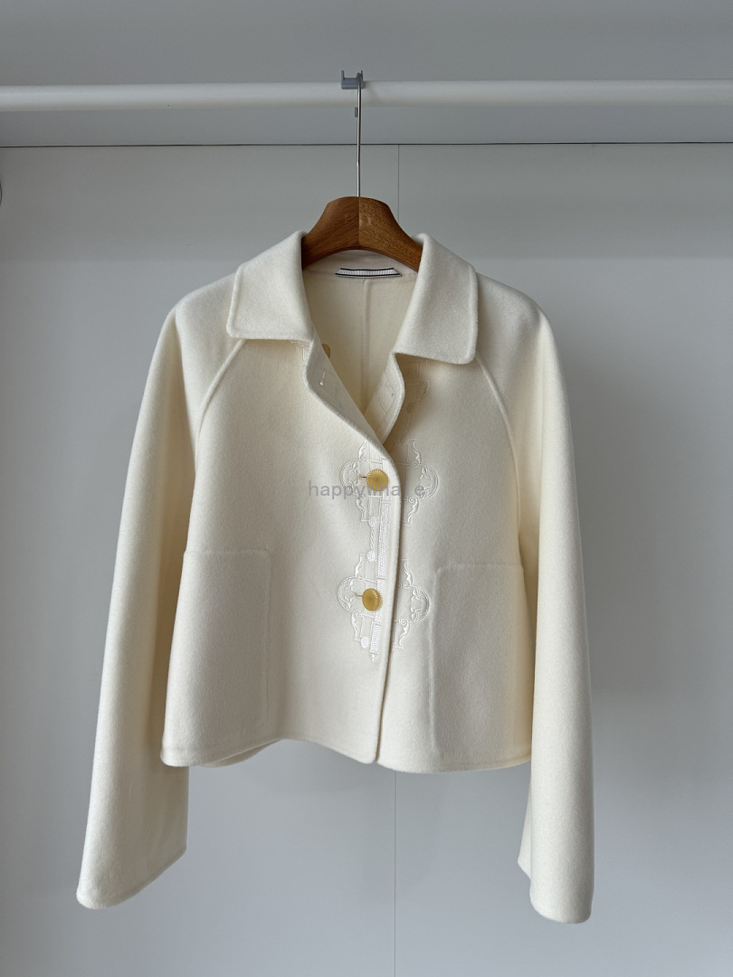 Embroidered Cropped Collared Jacket