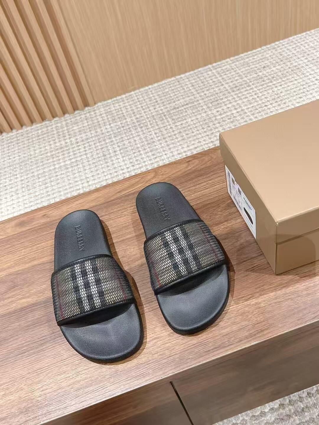 Black Metallic-Stripe Slide Sandals