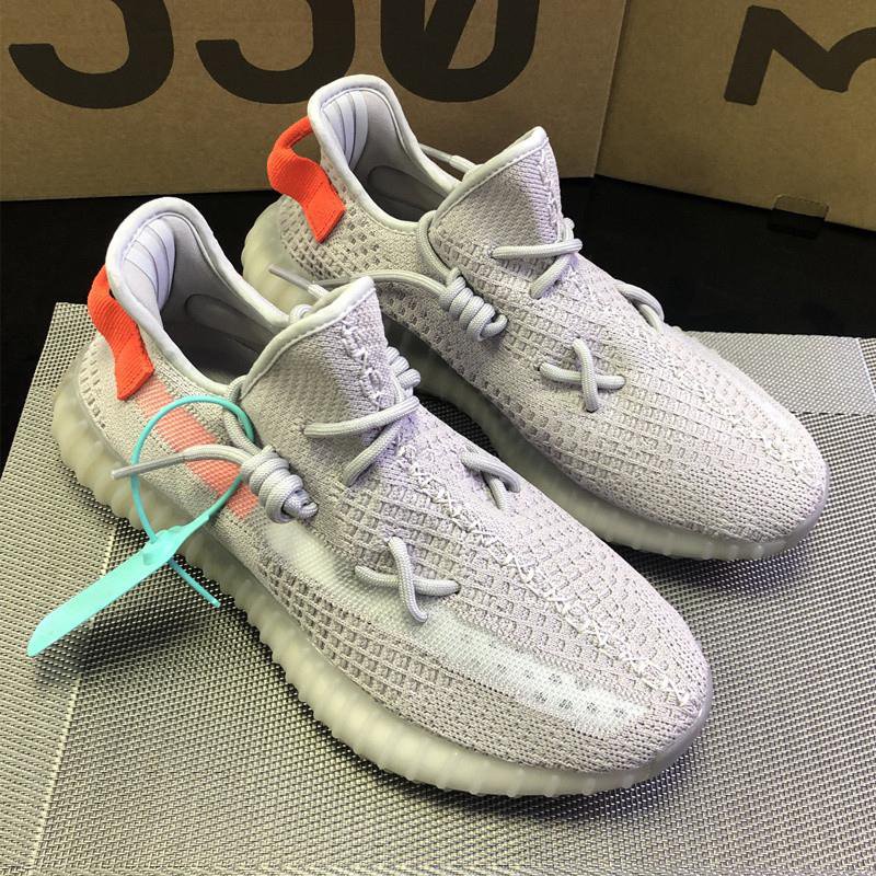 Light Gray Knit Sneakers with Orange Heel Tab