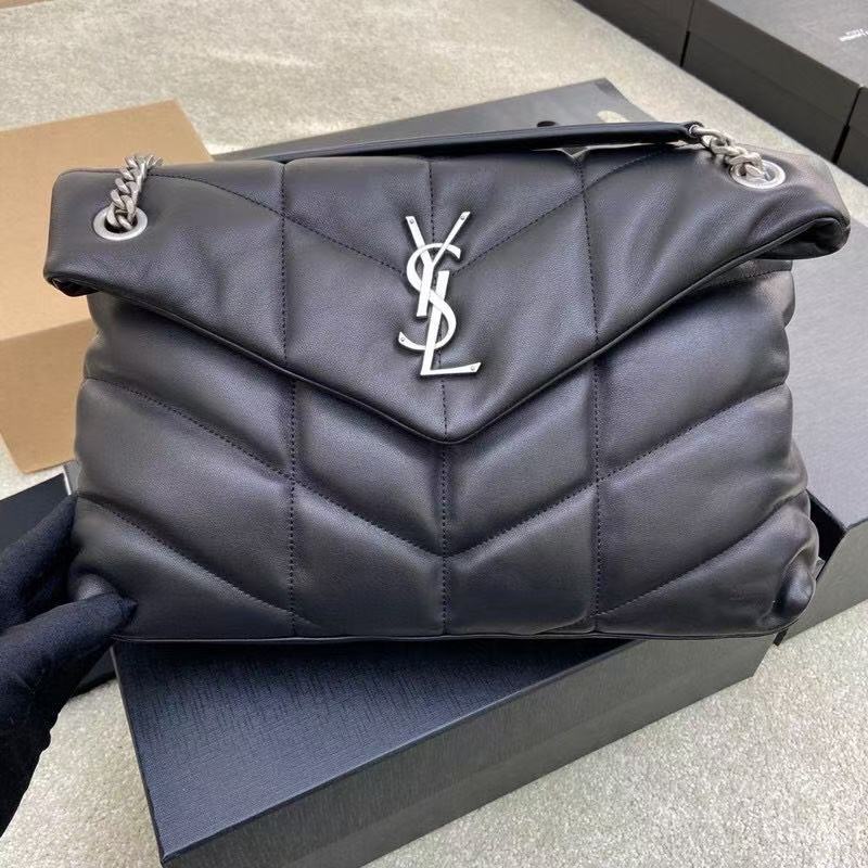 YSL Black Padded Chevron Shoulder Bag