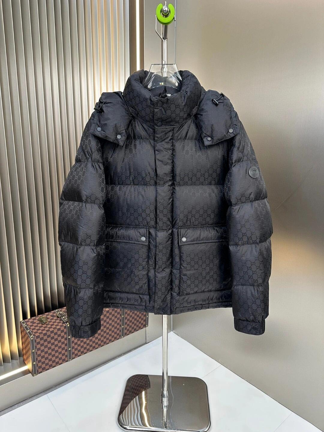 Black Monogram Hooded Puffer Jacket