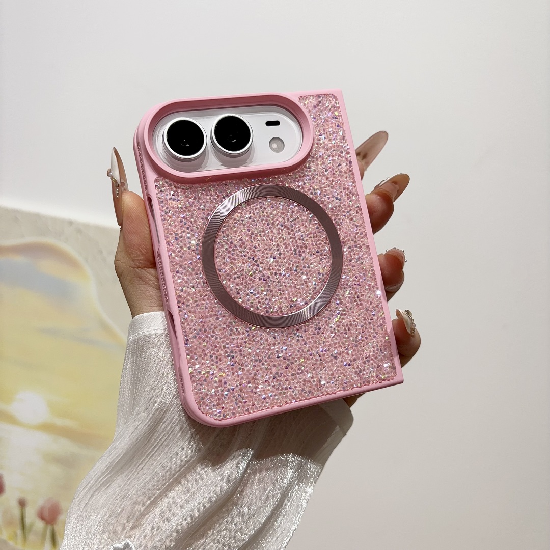 Pink Rhinestone Magnetic Phone Case