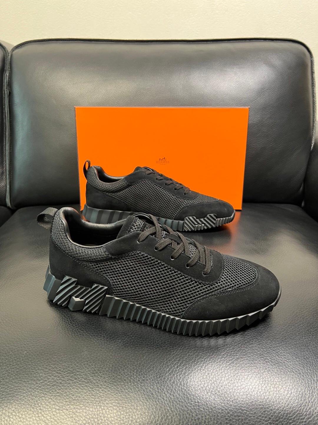Hermès Black Mesh Bouncing Sneakers