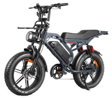 Gray Fat-Tire Electric Moped Bike