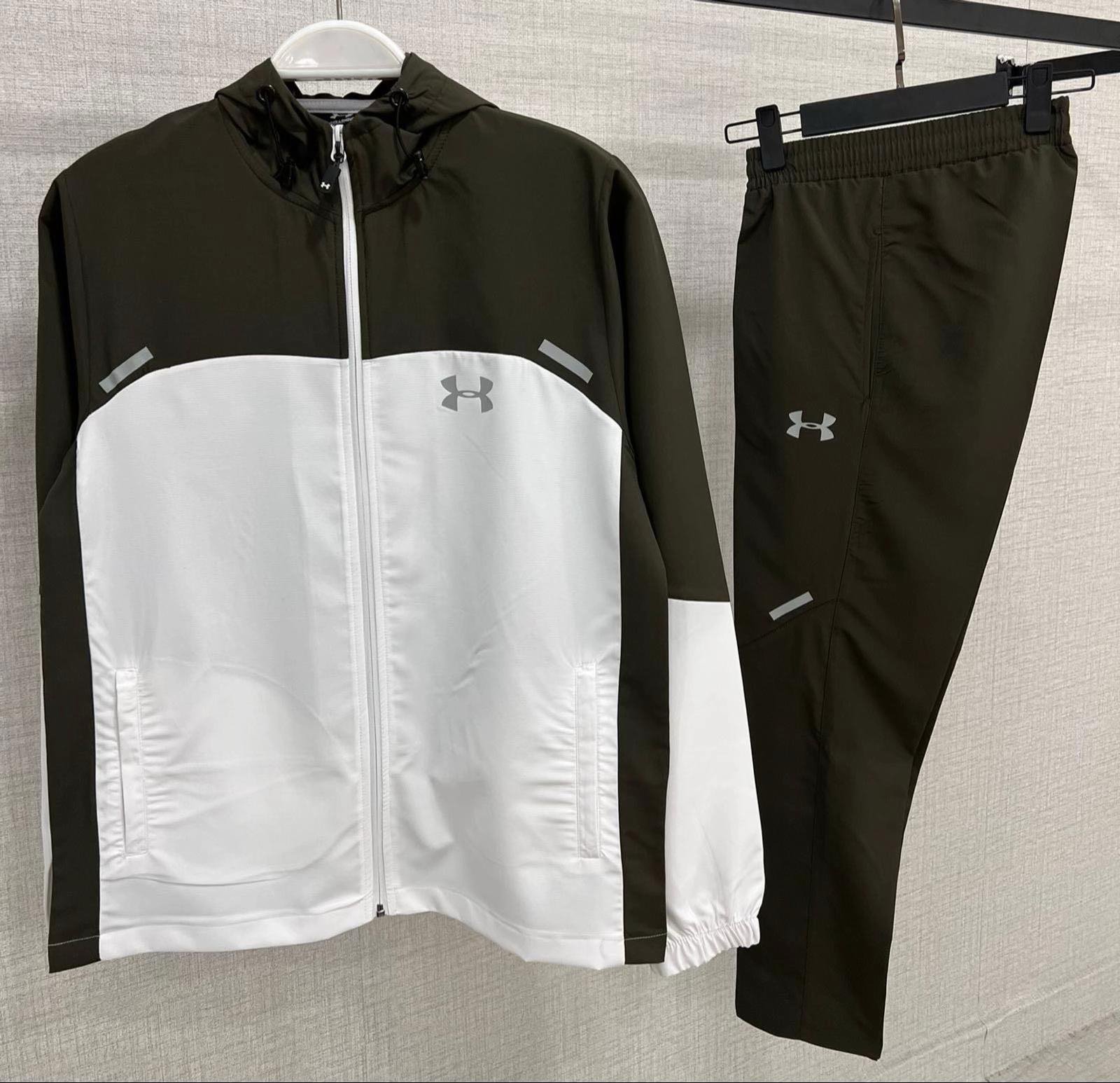 Under Armour Olive and White Color-Block Tracksuit