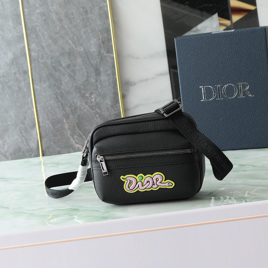 Dior Black Logo-Patch Camera Bag