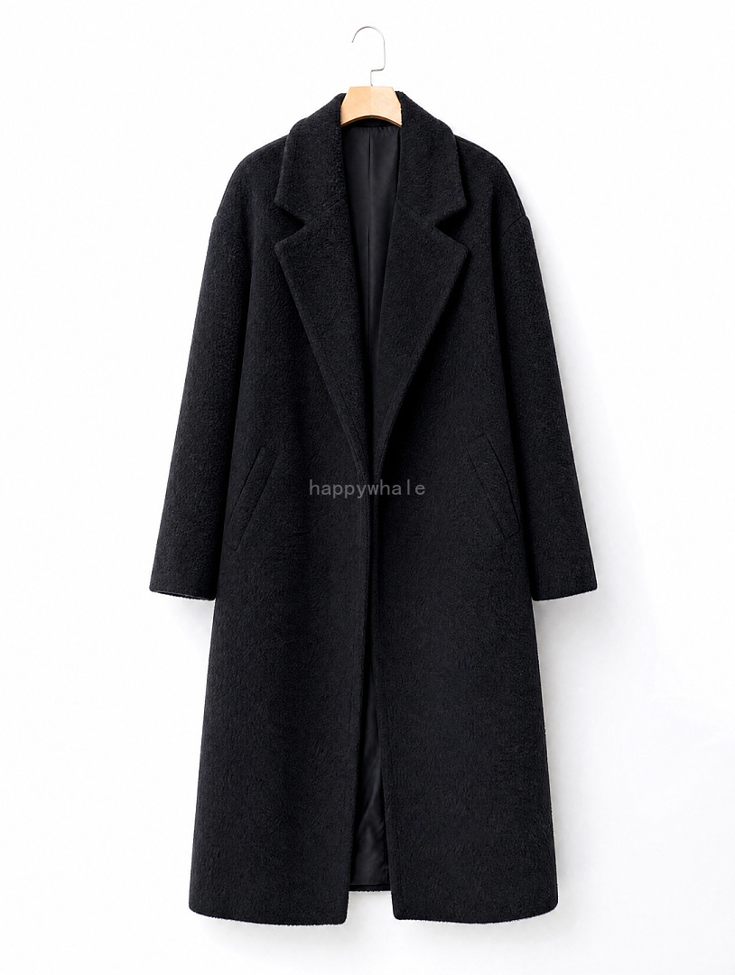 Black Longline Notch Lapel Coat