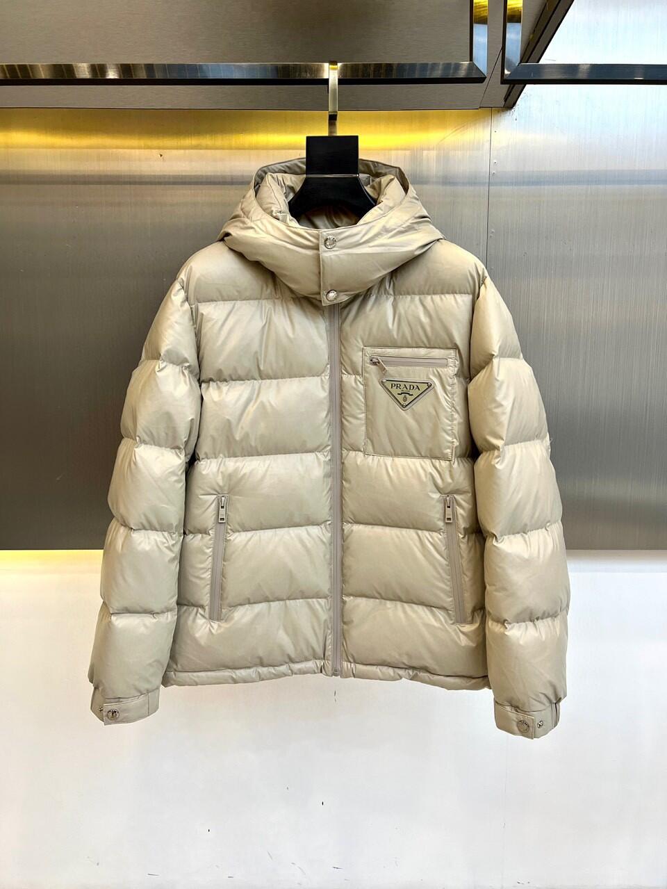 PRADA Beige Hooded Down Jacket