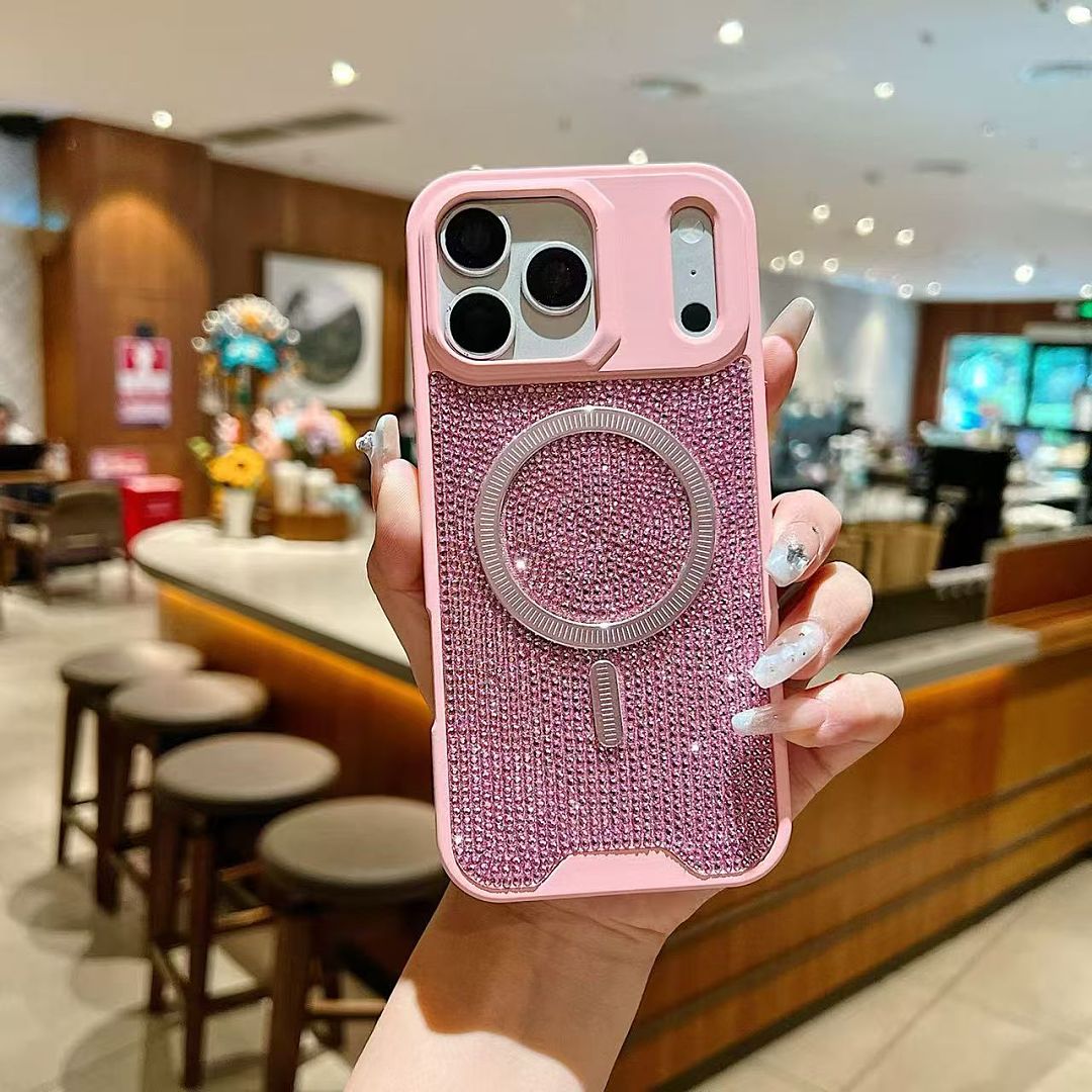 Pink Rhinestone Magnetic Phone Case